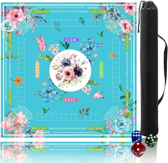 Discover Mahjong Mat for Table with Drawstring Bag/31.5Inch/American Mahjong Table Cloth