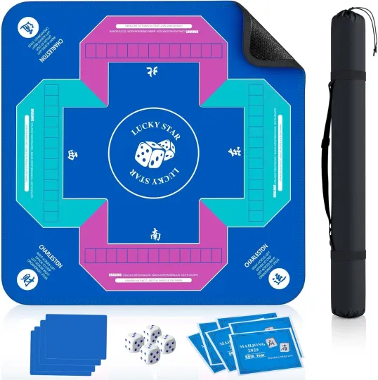 Discover Mahjong Mat with Rules for Table with 6 Mahjong Playing Instructions