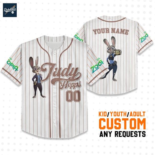 Discover Custom Baseball Jersey Zootopia Judy White And Gray Piping, Judy Hopps and Nick Wilde shirt, Zootopia 2 , Disneyland Family Trip