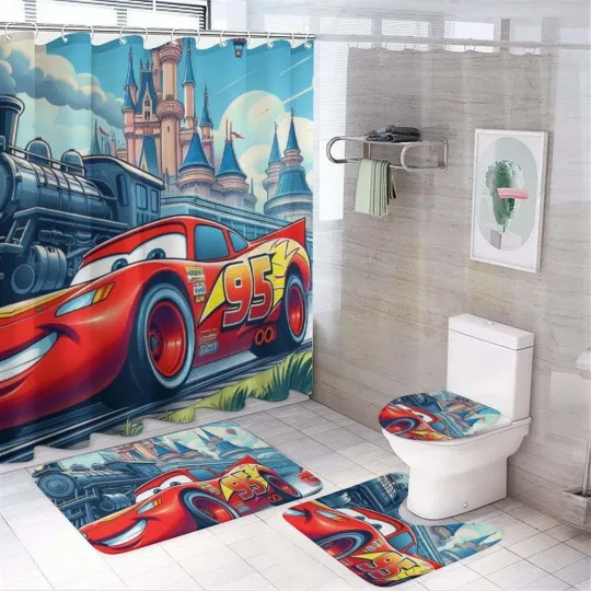 Discover Disney Cars Lightning Bathroom Sets - Shower Curtain, Durable Bathroom Decor Set