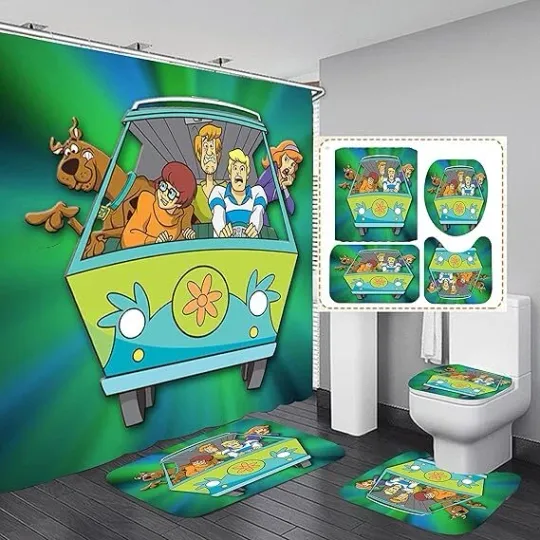 Discover AOLDHYY Scooby Scoob Bathroom 4 Pieces Set Shower Curtain, Toilet Lid Cover