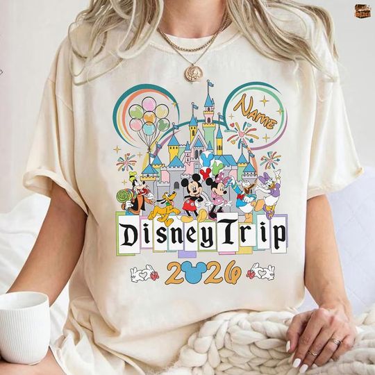 Discover Personalized Mickey And Friends Disneytrip 2026 Comfort Colors Shirt, Custom Disneyland Shirt, Disneyland Couples Shirt, Family Trip Shirt