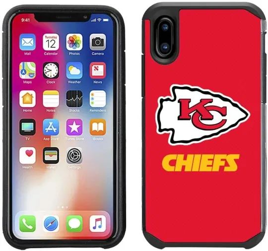 football Case for iPhone Xs Kansas City Chiefs -Slim Lightweight Red Black