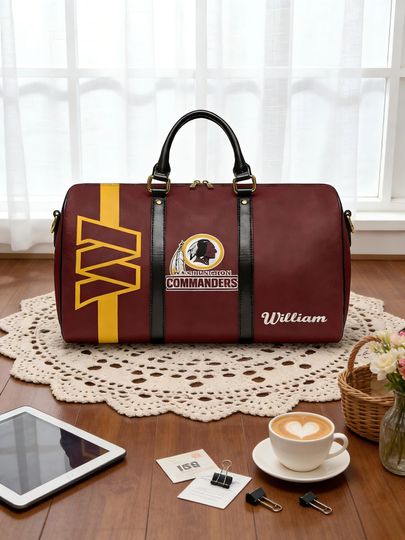 Commander Travel Bag - Custom Name Football Gift - Weekender Sports Bag - Game Day Gear