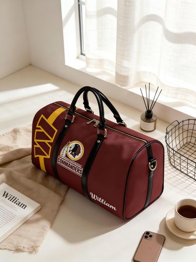 Commander Weekender Bag  Custom Name Travel Duffel  Sports Fan Inspired Overnight Bag for Women