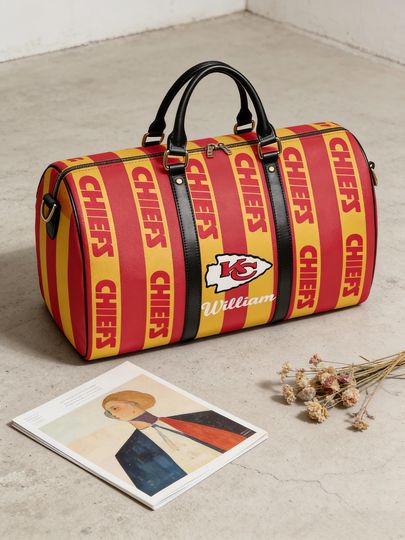 Discover Chief Team Travel BagCustom Name Duffle, Weekend Gym Bag, Sports Lover Gift, Team-Inspired Overnight Bag