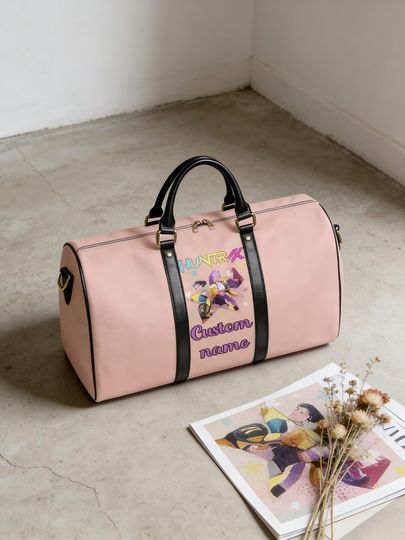 Discover Pink K-Pop Duffel Bag  Personalized PU Leather Travel Bag