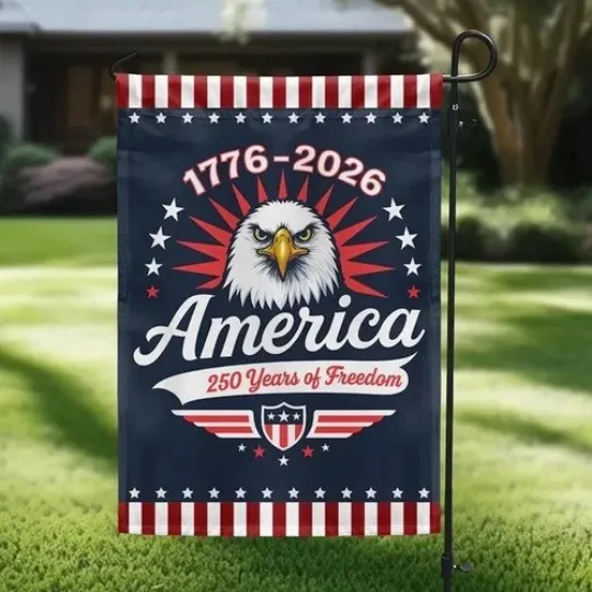 Discover American Flag 250 Years of Freedom Garden Flag with Eagle