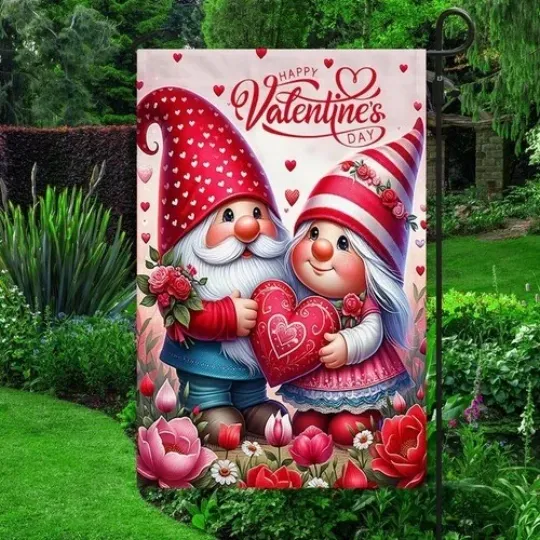 Discover Gnome Couple Valentines Day Garden Flag