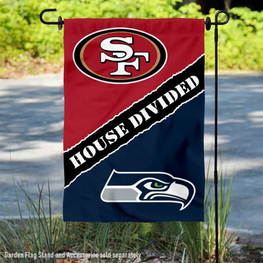 House Divided 49ers and Seahawks Garden Flag and Yard Banner