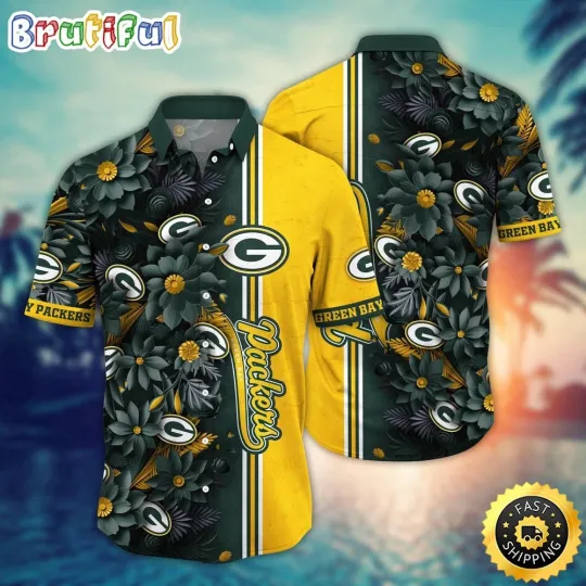 Discover football Green Bay Packers Hawaiian Shirt Flower Tropical Vibes Shirts