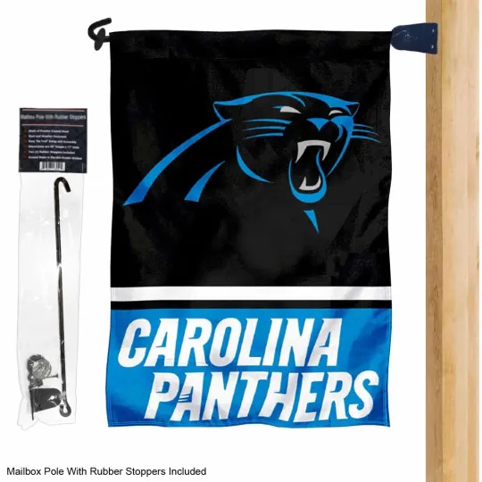 Carolina Panthers Garden Flag and Mailbox Post Pole Mount