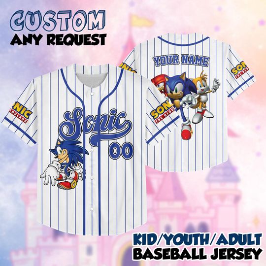 Discover Personalized Sonic The Hedgehog Collection Baseball Jersey, Custom Sonic Birthday Baseball Jersey, Sonic The Hedgehog Jersey Shirt