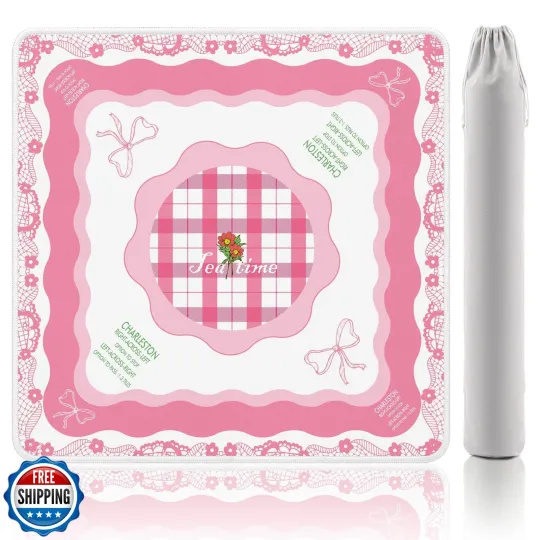 Discover Gedgan Mahjong Mat - Elegant Bow and Lace Trim Design, Non-Slip N