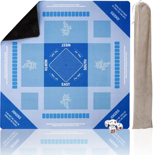 Discover Mahjong Mat 31 * 31 Inch Non-Slip Noise Reduction, American Mahjong Mat for Tabl