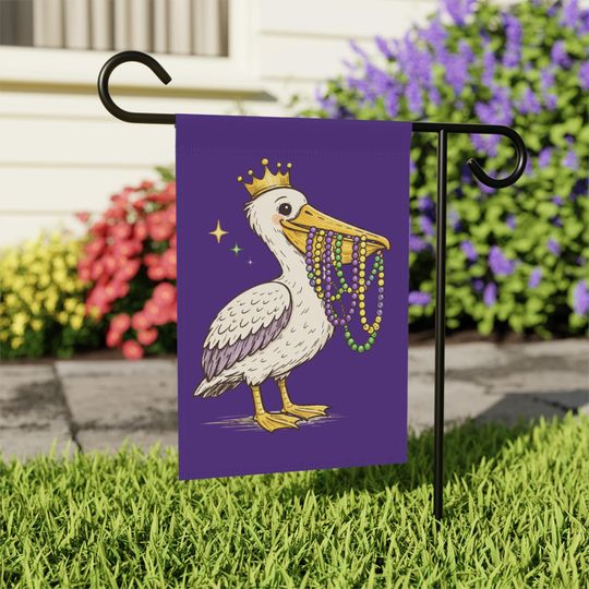 Discover Mardi Gras Garden Flag | Mardi Gras 2026 House Flag Flag | New Orleans Pelican Yard Sign | Louisiana Garden Decor