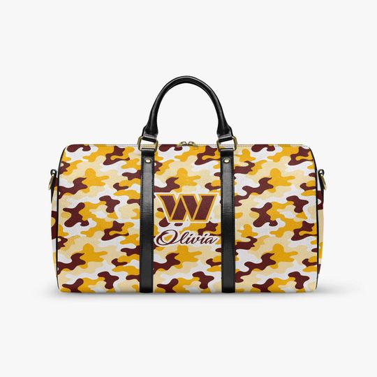 Personalized PU Leather Weekender Bag, Football Supporter Gift, Carry On for Football Rave Fans