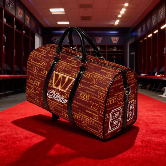 Personalized Football Fan Duffel, Custom Name Travel Weekender Bag, Sports Gift, PU Carry On for Supporters