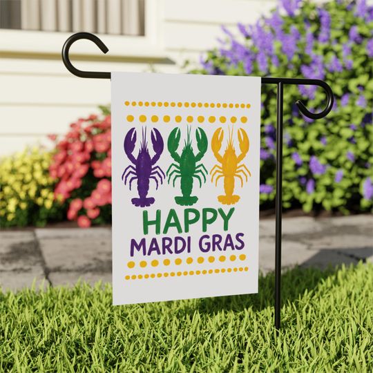 Discover Happy Mardi Gras Garden Flag, Crawfish Mardi Gras Yard Flag Decor, New Orleans Carnival Outdoor Decoration, Fat Tuesday Parade Flag