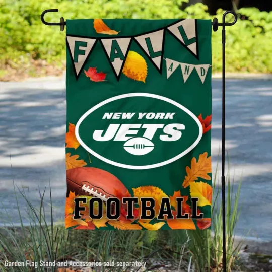 NY Jets Fall Leaves Decorative Football Official Garden Yard Banner Flag