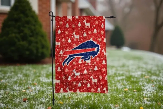 Buffalo Bills Christmas Garden Flag 11.5 X 17.5 New Double Sided