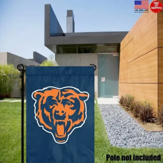 Chicago Bears Polyester 12"X18" 2 SIDED Garden Yard Wall Flag Banner USA New.