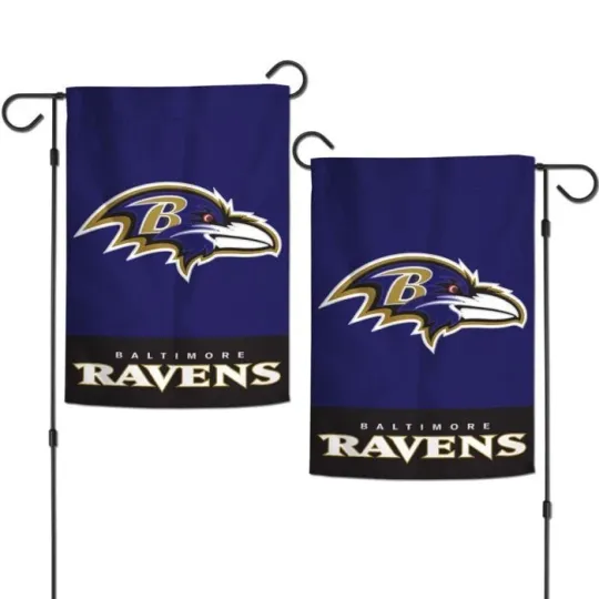 BALTIMORE RAVENS 2 SIDED APPLIQUE GARDEN FLAG 12.5"X18" football