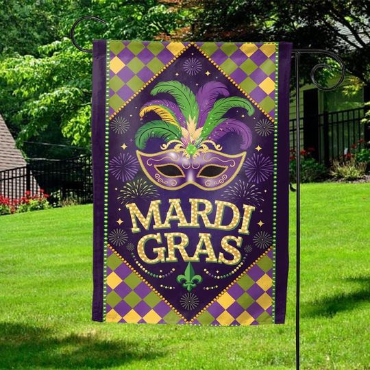 Discover Mardi Gras Garden Flag, Mardi Gras Flag, Mardi Gras Garden Decor, Garden Flag Mardi Gras, Front Door Decor, Outdoor Flag UNU222