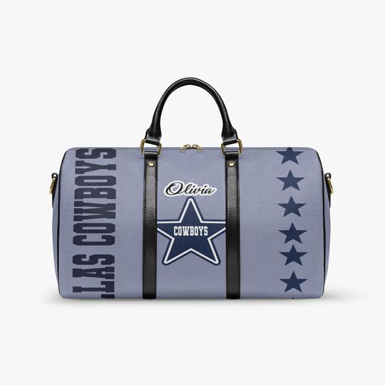 Custom Football Weekender, PU Leather Travel Duffel with Name, Personalized Gift for Football Fans, Sports Gym Overnight Bag