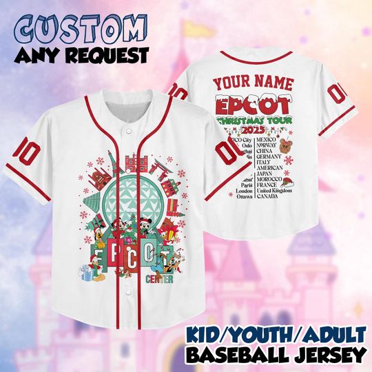 Discover Disney Mickey And Friends Epcot World Tour Jersey, Mickey And Friends Holiday Jersey, Disneyland Christmas Party Shirt, WDW Christmas Shirt