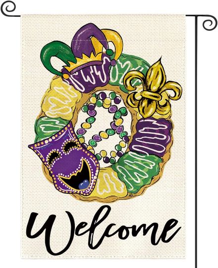 Discover Mardi Gras Donut Garden Flag, Mardi Gras Holiday Flag, Mask Fleur De Lis Welcome New Orleans Carnival Yard Outdoor Decoration