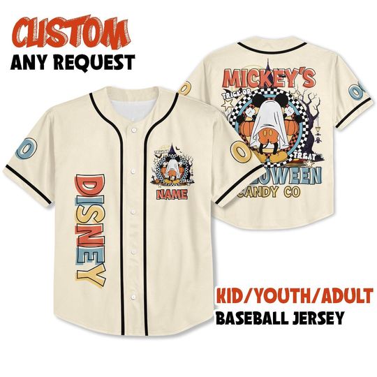 Discover Customized Mickey Boo Halloween Jersey, Personalized Mickey Birthday Jersey, Kids Birthday Jersey, Cute Ghost Halloween shirt