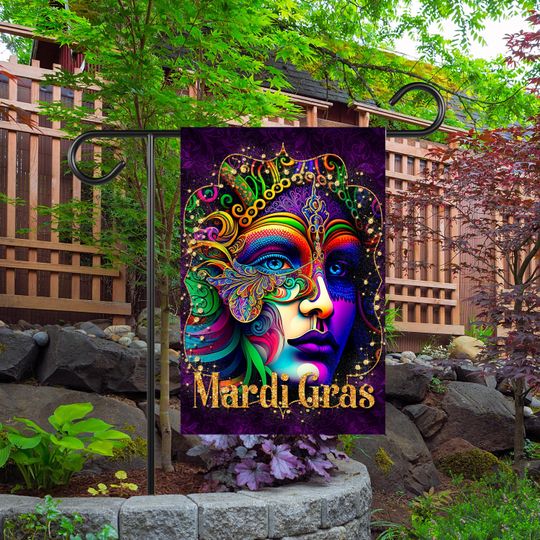 Discover Mardi Gras Garden Flag, Garden Decoration, Housewarming Gift, Porch Flag, Spring Flag