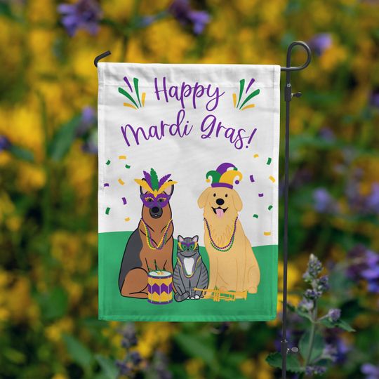 Discover Personalized Pet Mardi Gras Garden Flag: Custom Dog & Cat Breeds
