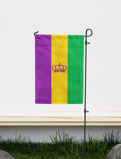 Discover Mardi Gras Crown Variant Garden Flag | Size - 12" x 18" | Double Sided Unique Design Print | High Quality Materials | Made in EU