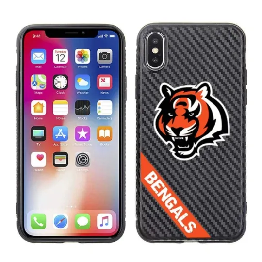 football Cincinnati Bengals Black Carbon Case for iPhone X & XS (5.8")