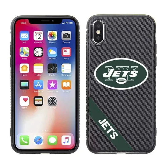 Discover football New York Jets Black Carbon Case for Apple iPhone X, XS (5.8")