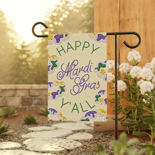 Discover Happy Mardi Gras Y'all - Garden Flag - Yellow