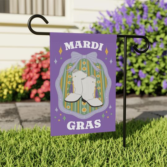 Discover Majorette Boots Mardi Gras Garden Flag | House Banner, Purple Green Yellow