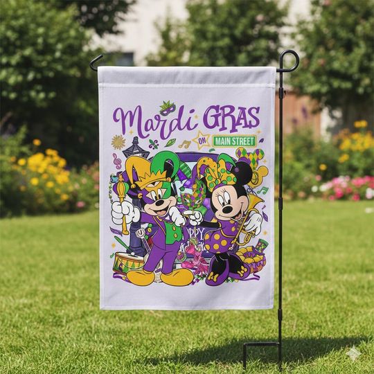 Discover Disney Mardi Gras Garden Flag,Mickey and Friends Mardi Gras Flag,Mardi Gras Decor,Garden Flag Mardi Gras Decor,Outdoor Flag OLIN566
