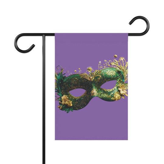 Discover Green and Gold Mardi Gras Mask Garden Flag | House Banner