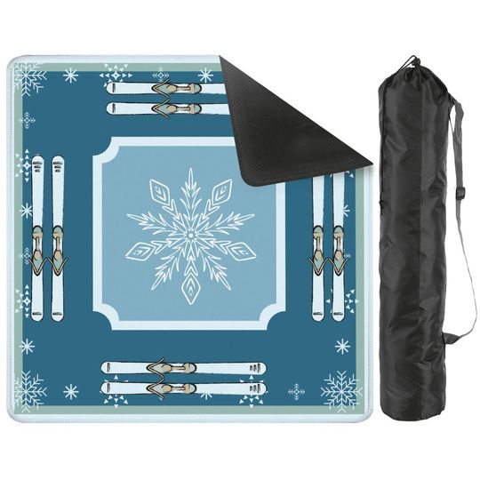 Discover Ski Theme Mahjong Mat, Winter Theme Mahjong Mat, Mah jongg Mat
