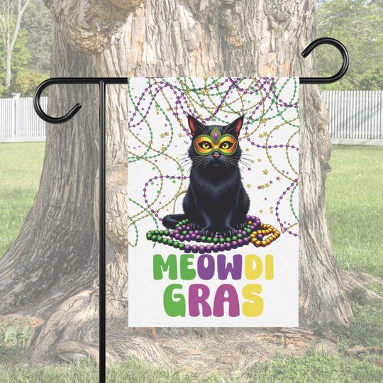 Discover Mardi Gras Garden Flag, New Orleans Banner, Funny Black Cat Parade Lawn Decoration, Carnival Front Porch Decor, Fat Tuesday Gift