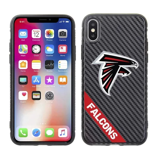 football Atlanta Falcons Black Carbon Case for iPhone X, XS (5.8")