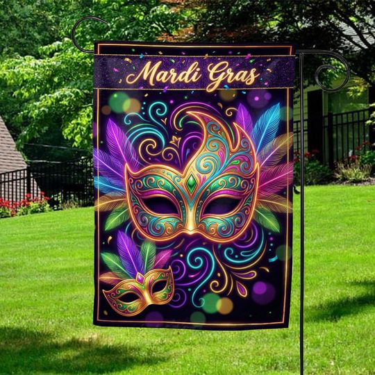 Discover Mardi Gras Flag, Personalized Mardi Gras Garden Flag, Mardi Gras, Mardi Gras Yard Flag, Garden Decor, Personalized Flag  AXLI34