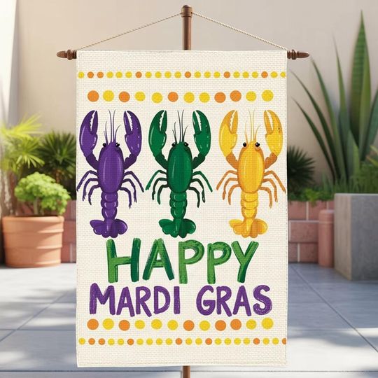 Discover Happy Mardi Gras Garden Flag 12x18 Inch Vertical Double Sided, Boil Crawfish Holiday Party Yard Outdoor Decoration