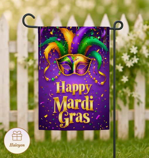 Discover Mardi Gras Garden Flag, Happy Mardi Gras Porch Decor, Carnival Mask Yard Flag, Fat Tuesday Outdoor Decor, Mardi Gras Garden Gift