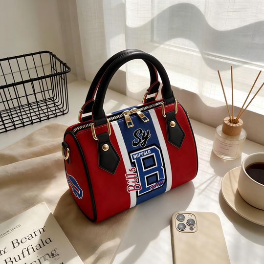 Discover Custom Name Buffalo Football Fan PU Handle Bag, Personalized Crossbody & Handbag for Game Day Style, Gift For Football Fans