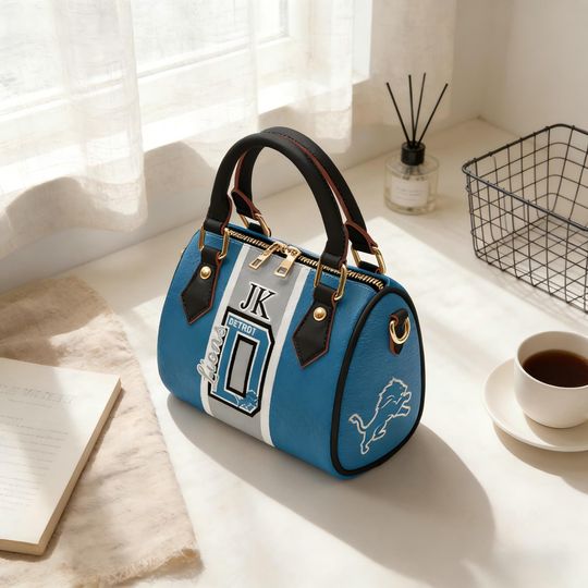 Discover Personalized PU Leather Handle Crossbody Bag with Custom Name, Detroit Football Inspired Purse for Women