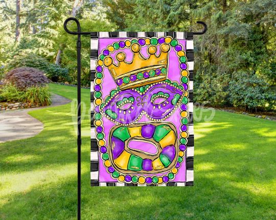 Discover Garden Flag | Mardi Gras Decor | Spring Yard Decor | RV Campsite Gift | Welcome Flag | Yard Art | Outdoor Decor | Fleur De Lis | Nola |